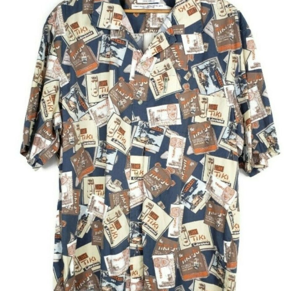 Columbia Men's Hawaiian Shirt Size Large Tiki